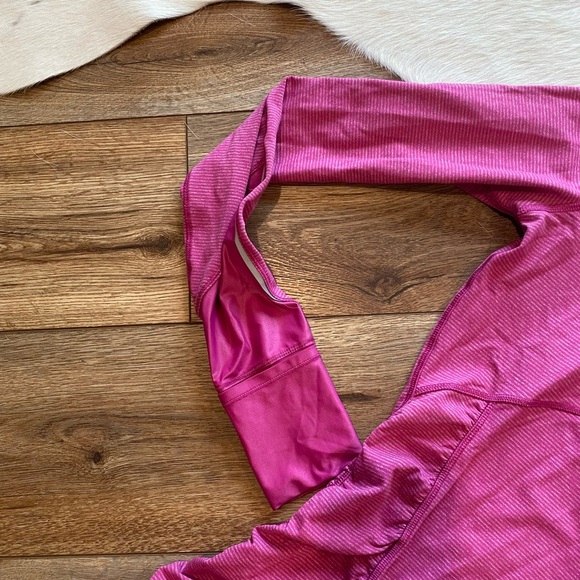 Lululemon Kriss Cross 1/2 Zip Women's 8 Pink Striped Performance Pullover Top - Picture 5 of 11